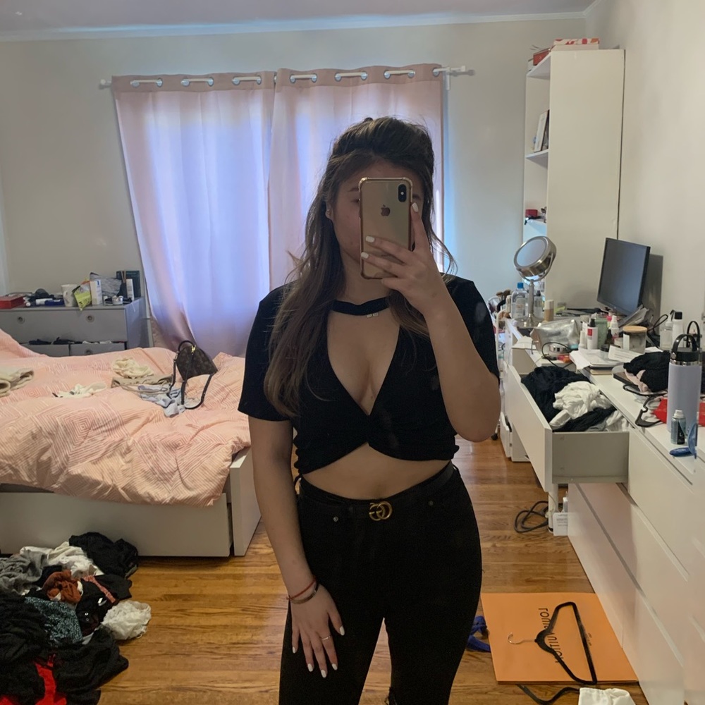 Urban outfitter black cutout crop top